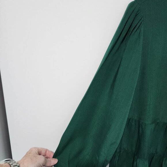 Andree by Unit NEW Green Long Sleeve Tiered Tunic Baby Doll Top Blouse Small - Picture 3 of 7